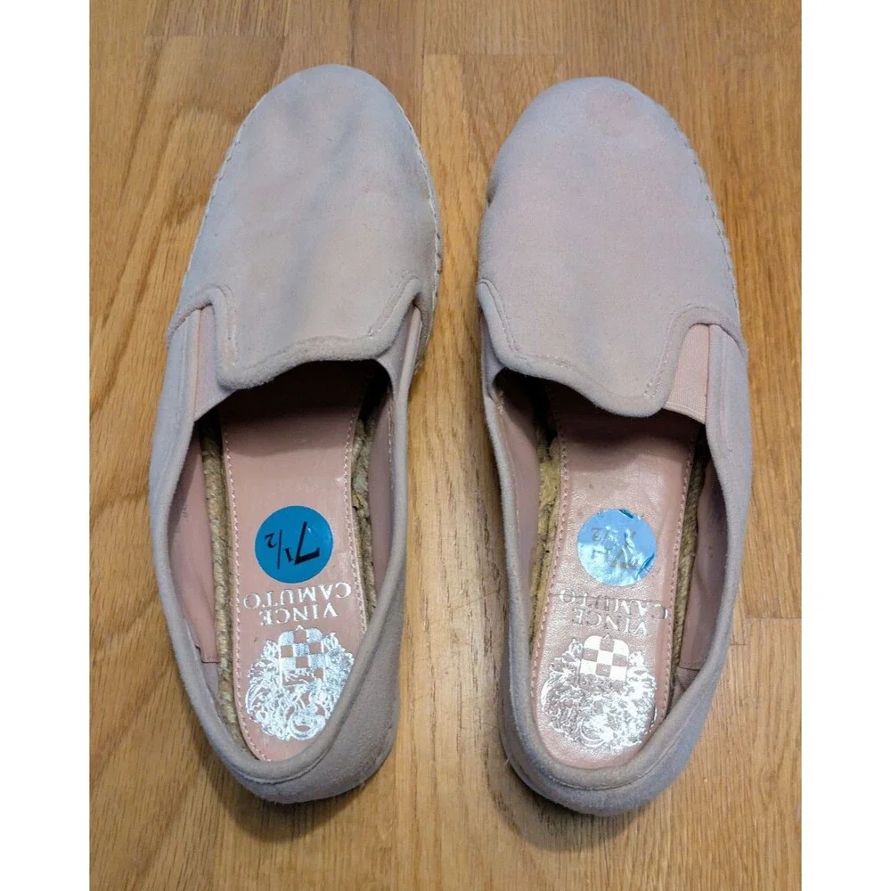 Vince Camuto Tambie Light Pink Espadrille Suede Loafers Size 7.5 Cute!!